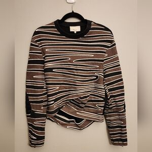 3.1 Phillip Lim Horizontal Stripe Pullover Sweater Mixed Media Size XS Black